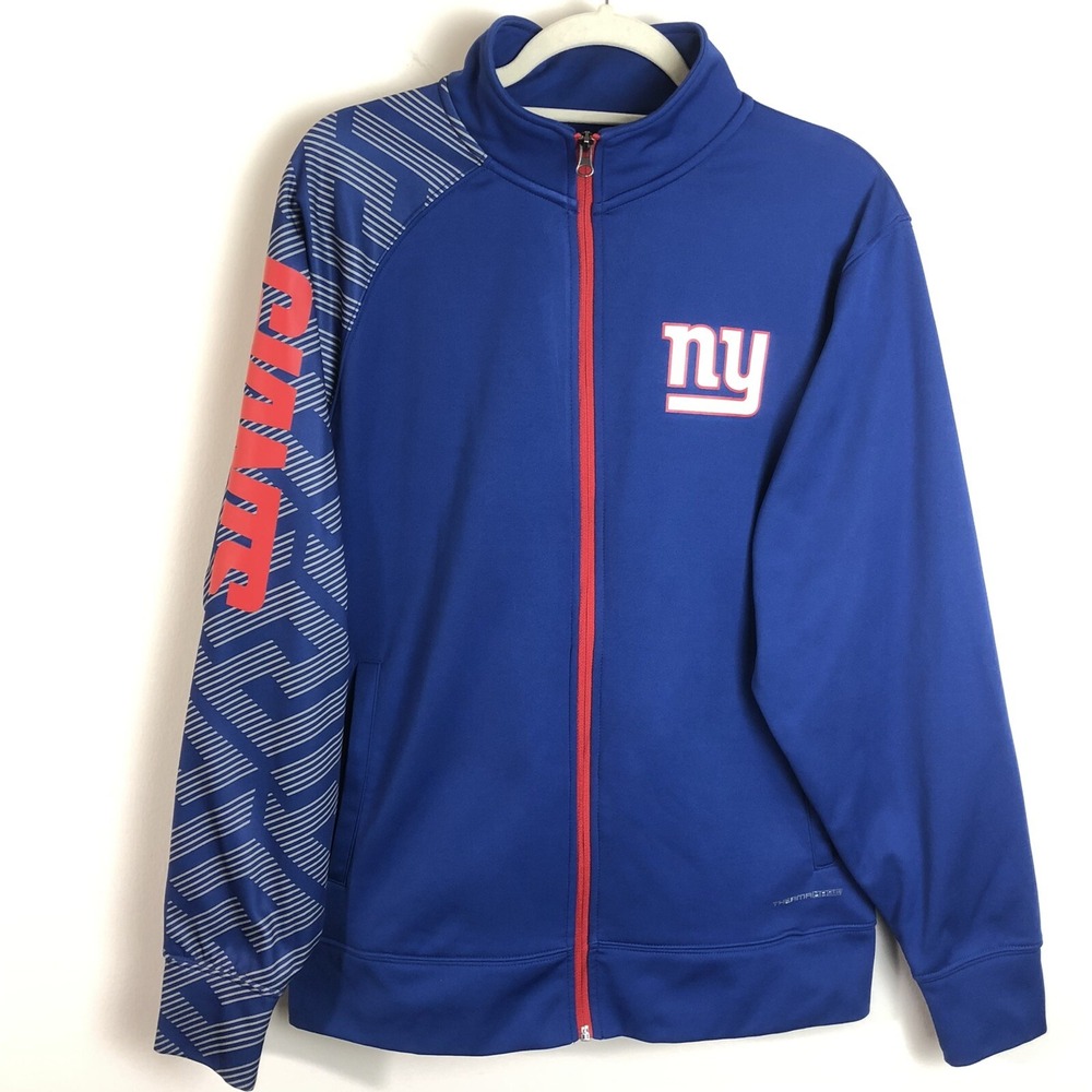 Majestic New York Giants NFL Therma Base Sleeve Graphic Jacket Sz Medium Blue